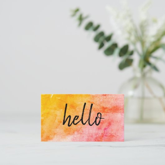 Carte De Visite Aquarelle manuscrite tendance Hello (Debout devant)