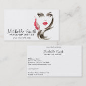 Carte De Visite Aquarelle maquillage visage marque artiste (Devant / Derrière)