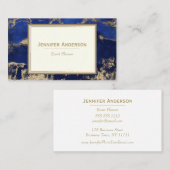 Carte De Visite Aquarelle Marbre bleu (Devant / Derrière)