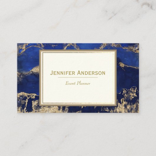 Carte De Visite Aquarelle Marbre bleu (Devant)