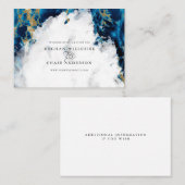 Carte De Visite Aquarelle marbrée bleu saphir BarefootBride™ (Devant / Derrière)
