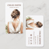 Carte De Visite Aquarelle mariée mariée coiffeuse Mariage Pro (Devant / Derrière)
