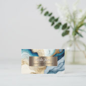 Carte De Visite Aquarelle Marine Or Agate Or Brossé Métal (Debout devant)