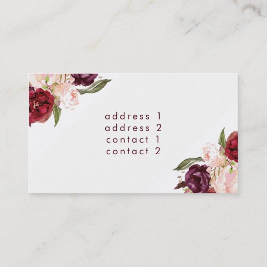 Carte De Visite aquarelle marsala fleurs violoniste (Dos)