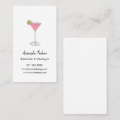 Carte De Visite Aquarelle Martini barman, Mixologue (Devant / Derrière)