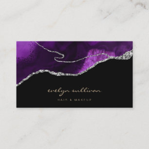 Carte De Visite aquarelle mauve sur noir