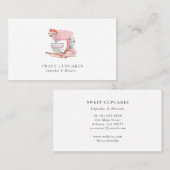 Carte De Visite Aquarelle Mélangeur rose et blanc Boulangerie (Devant / Derrière)
