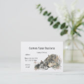 Carte De Visite Aquarelle Mère ou Père Wolf avec petits (Debout devant)