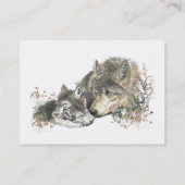 Carte De Visite Aquarelle Mère ou Père Wolf avec petits (Dos)