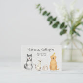 Carte De Visite Aquarelle mignonne Chat Chien Lapin Animaux Sitter (Debout devant)