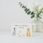 Carte De Visite Aquarelle mignonne Chat Chien Lapin Animaux Sitter (Debout devant)