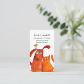 Carte De Visite Aquarelle mignonne Chien marchant Animal assis (Debout devant)