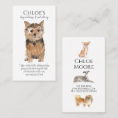 Carte De Visite Aquarelle mignonne Chien Walker Animal Sitter (Devant / Derrière)