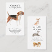 Carte De Visite Aquarelle mignonne Chien Walker Animal Sitter (Devant / Derrière)