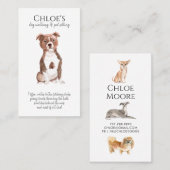 Carte De Visite Aquarelle mignonne Pet Sitter Chien Walker (Devant / Derrière)
