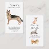 Carte De Visite Aquarelle mignonne Pet Sitter Chien Walker (Devant / Derrière)