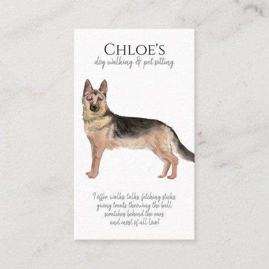 Carte De Visite Aquarelle mignonne Pet Sitter Chien Walker (Devant)