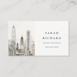 Carte De Visite Aquarelle minimaliste chic New York City Skyline