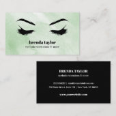 Carte De Visite Aquarelle Mint vert Eyelash Browbar professionnel (Devant / Derrière)