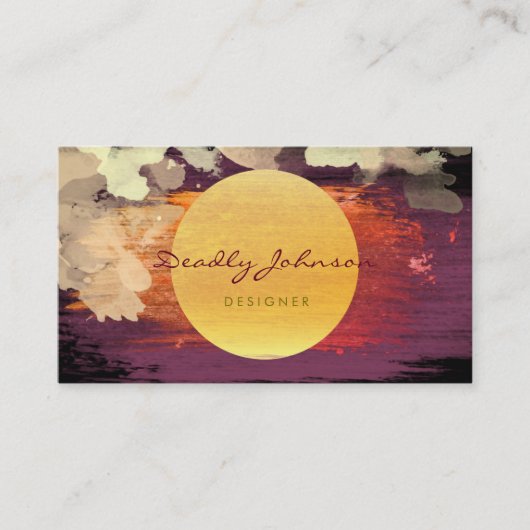 Carte De Visite Aquarelle moderne Abstrait élégant rouge jaune (Devant)