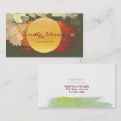 Carte De Visite Aquarelle moderne Abstrait Élégant Vert Jaune (Devant / Derrière)