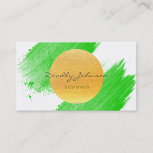 Carte De Visite Aquarelle moderne Abstrait Élégant Vert Jaune