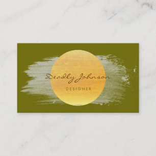 Carte De Visite Aquarelle moderne Abstrait Élégant Vert Jaune