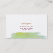 Carte De Visite Aquarelle moderne Abstrait Élégant Vert Jaune (Dos)