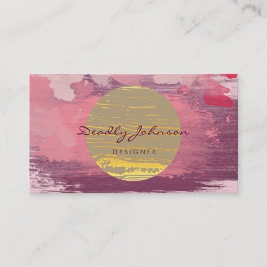 Carte De Visite Aquarelle moderne Abstraite Peinture rose jaune (Devant)