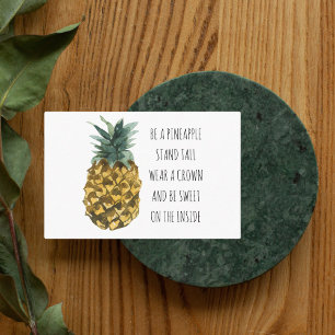 Carte De Visite Aquarelle moderne ananas et citation amusante posi