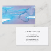 Carte De Visite Aquarelle moderne bleu et violet (Devant / Derrière)