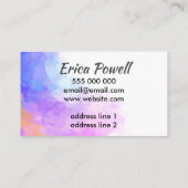 Carte De Visite aquarelle moderne bleu et violet abstrait (Dos)