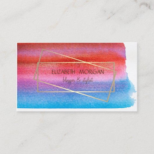 Carte De Visite Aquarelle moderne, Cadre Or (Devant)