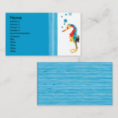 Carte De Visite Aquarelle Moderne Cheval de mer Blowers Bulles (Devant / Derrière)