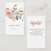 Carte De Visite Aquarelle moderne classique Floral, Blanc (Devant / Derrière)