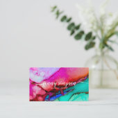 Carte De Visite Aquarelle moderne Couleur brillante Script Calliag (Debout devant)