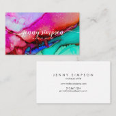 Carte De Visite Aquarelle moderne Couleur brillante Script Calliag (Devant / Derrière)