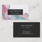 Carte De Visite Aquarelle moderne dans pourpre et bleu (Devant / Derrière)