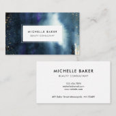 Carte De Visite Aquarelle moderne de bleu marine de maquilleur (Devant / Derrière)