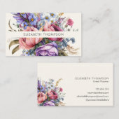 Carte De Visite Aquarelle moderne élégant Floral (Devant / Derrière)
