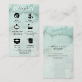 Carte De Visite Aquarelle moderne élégante Soin Bijoux vert Busi (Devant / Derrière)