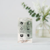 Carte De Visite Aquarelle moderne élégante Soins bijoux verts (Debout devant)