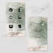 Carte De Visite Aquarelle moderne élégante Soins bijoux verts (Devant / Derrière)