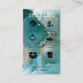 Carte De Visite Aquarelle moderne Elégante Soins de bijoux Turquoi (Devant)