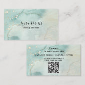 Carte De Visite Aquarelle moderne élégante Vert et Or (Devant / Derrière)