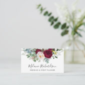 Carte De Visite Aquarelle moderne et élégante Bourgogne Flore Vert (Debout devant)