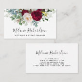 Carte De Visite Aquarelle moderne et élégante Bourgogne Flore Vert (Devant / Derrière)