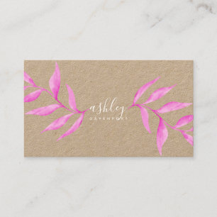 Carte De Visite Aquarelle moderne et élégante rose floral kraft