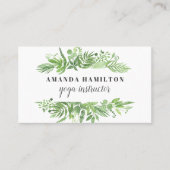 Carte De Visite Aquarelle moderne feuillage vert de prairie sauvag (Devant)