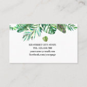 Carte De Visite Aquarelle moderne feuillage vert tropical (Dos)